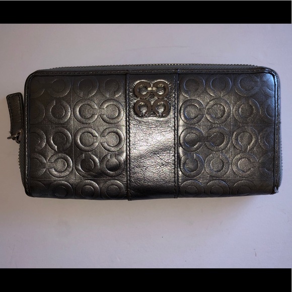 Coach leather Silver checkbook wallet - Picture 1 of 5